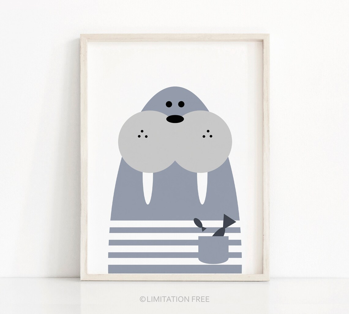 Walrus Nursery Wall Art Print, Kids Room Decor