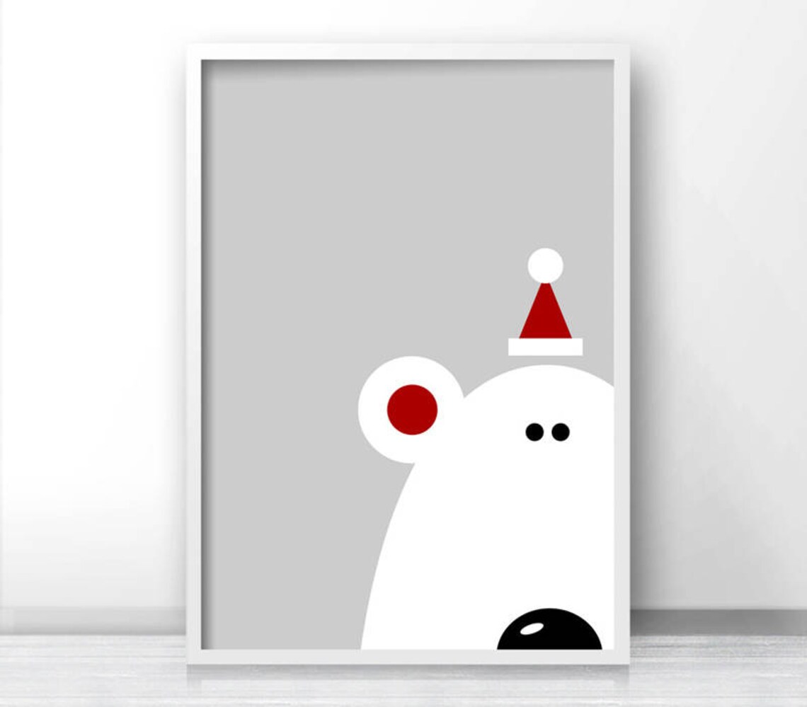 Polar Bear Christmas Art Print, Holiday Decor - Image 2