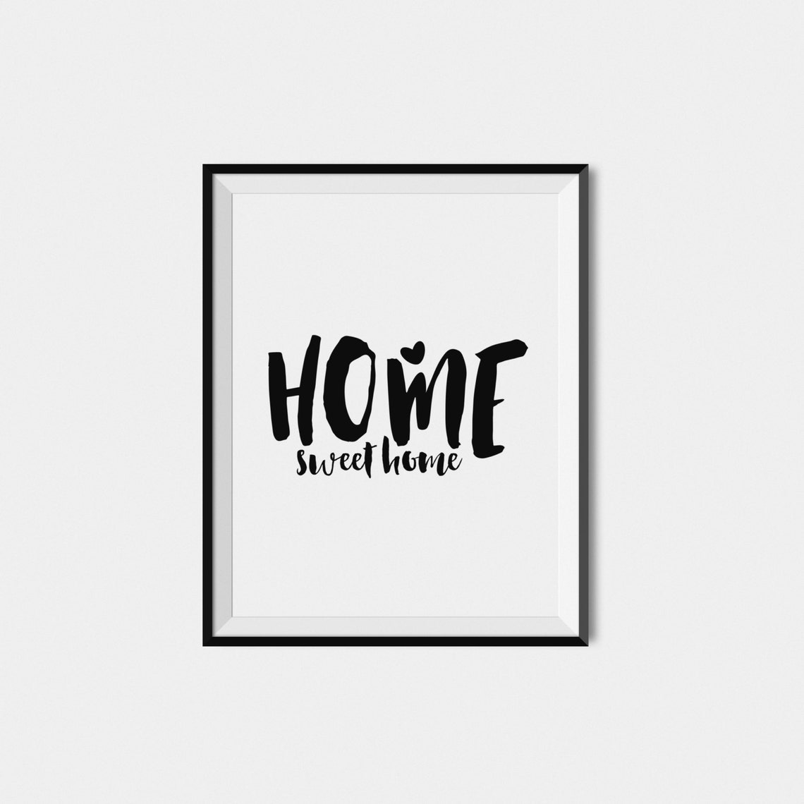 Home Sweet Home Bold Brush Typography Black And White Wall Art Poster - Image 3