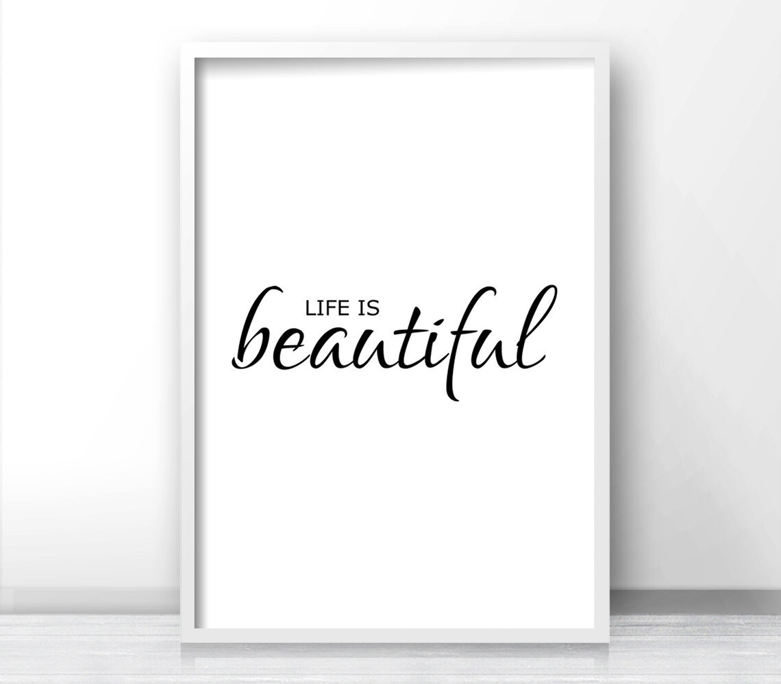 Life Is Beautiful Elegant Script Quote Minimalist Inspirational Art Poster - Image 4