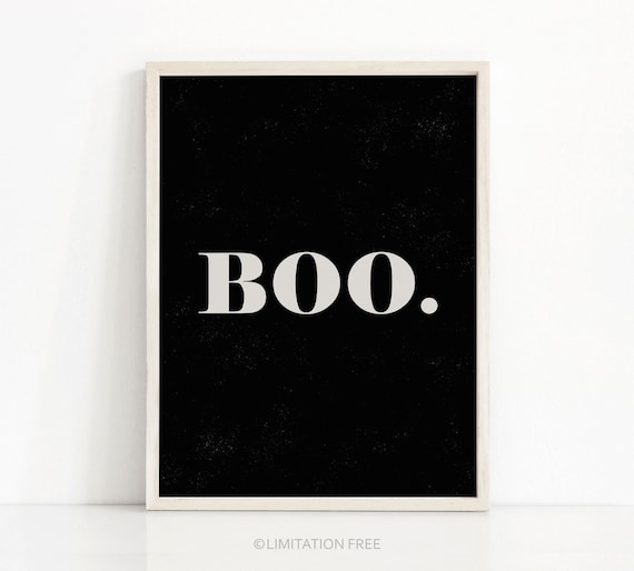 Boo Minimalist Black And White Serif Halloween Party Wall Poster