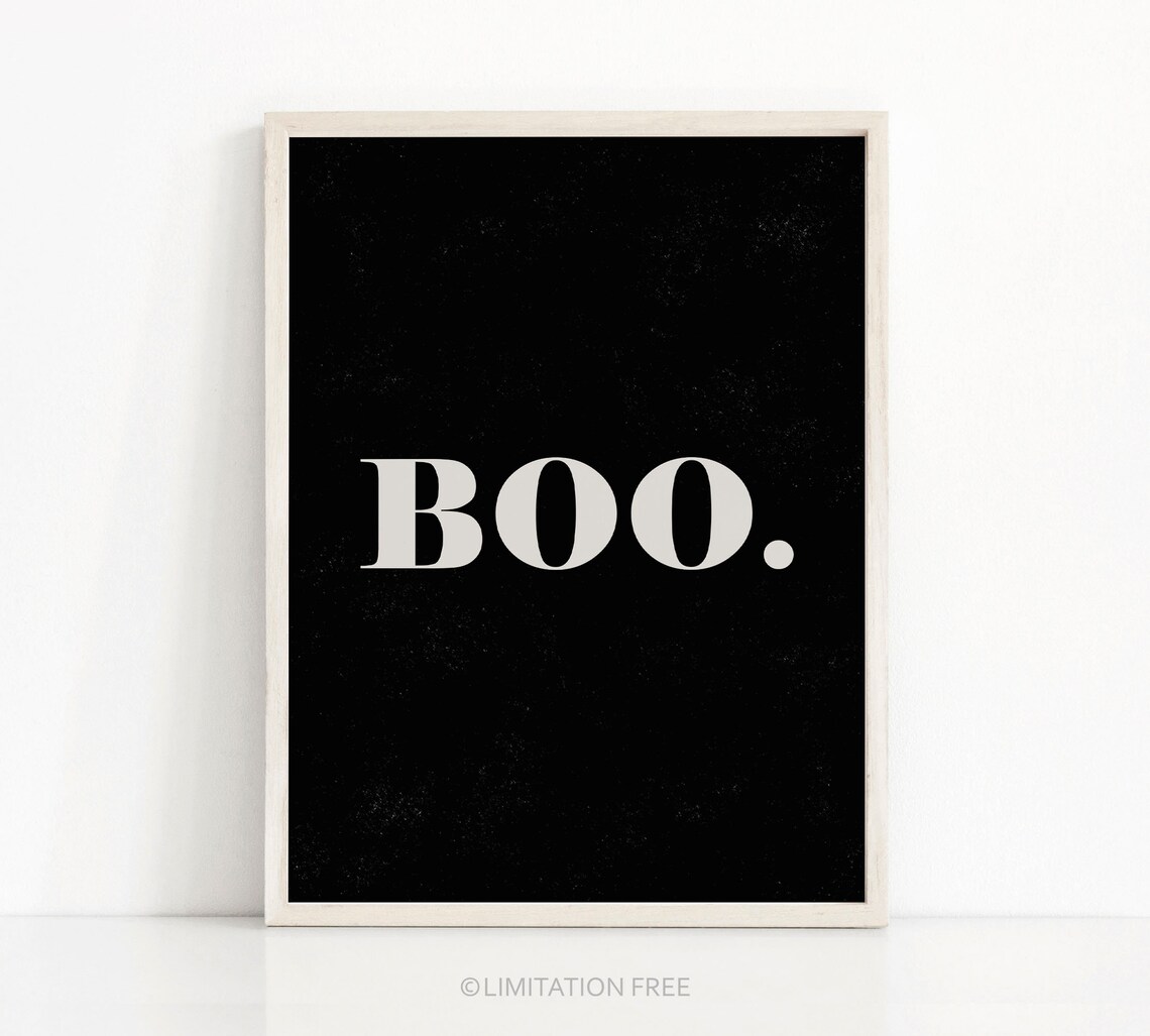 Boo Minimalist Black And White Serif Halloween Party Wall Poster