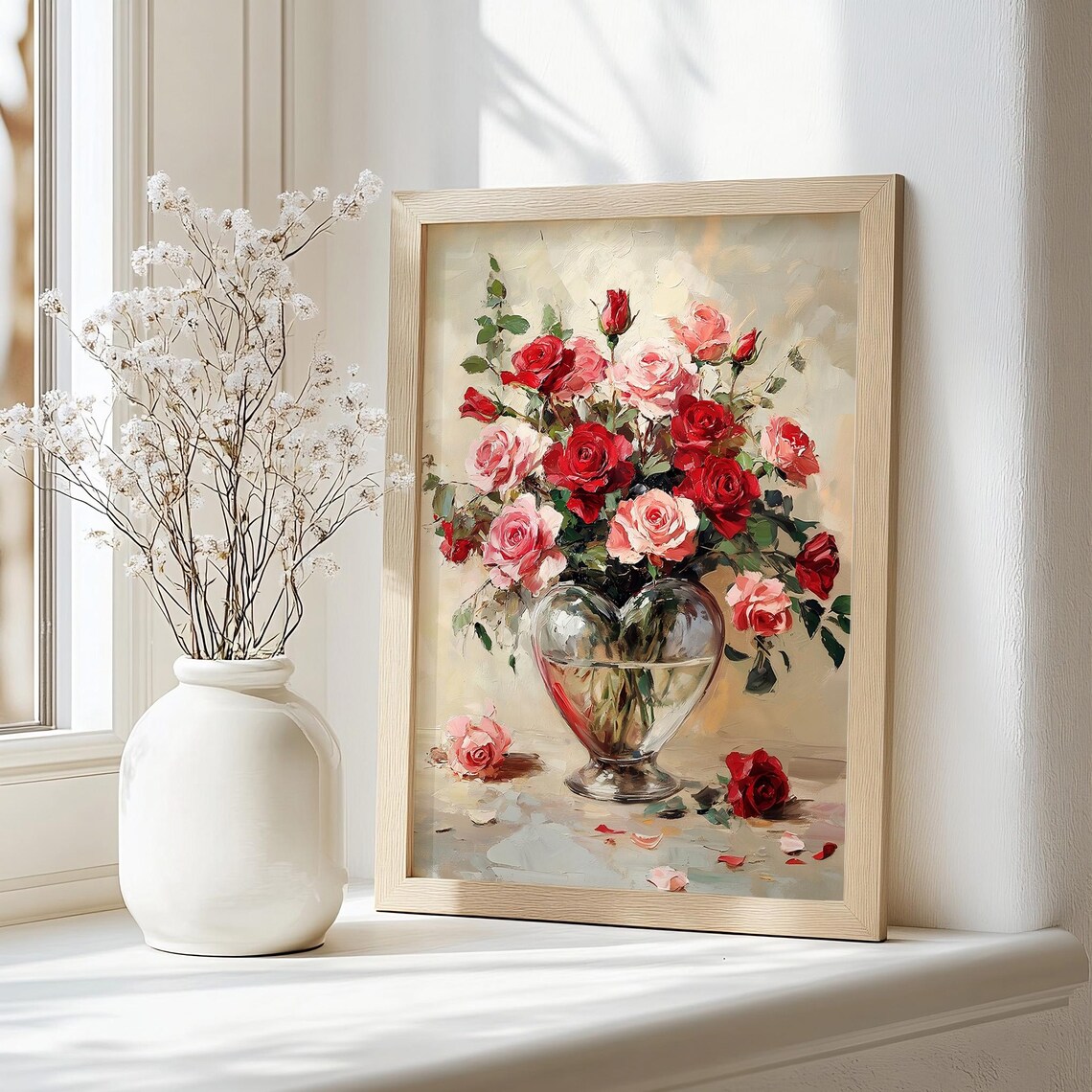 Heart Vase Roses Vintage Valentine's Day Art Print - Image 4