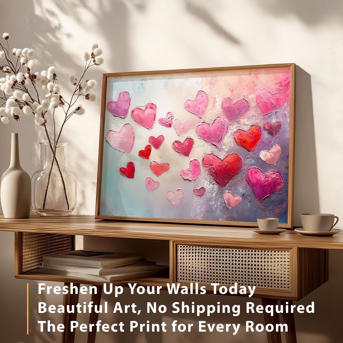 Scattered Pink and Red Hearts Textured Valentine Love Poster - Image 6