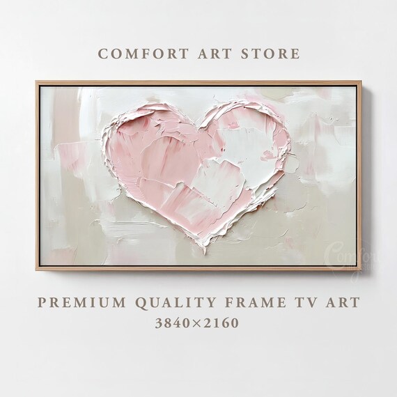 Valentines Day Frame Tv Art Frame Tv Pink Heart Frame Tv Vintage Valentine Painting Moody Romantic Gift Rustic Holiday Home Dcor Tv