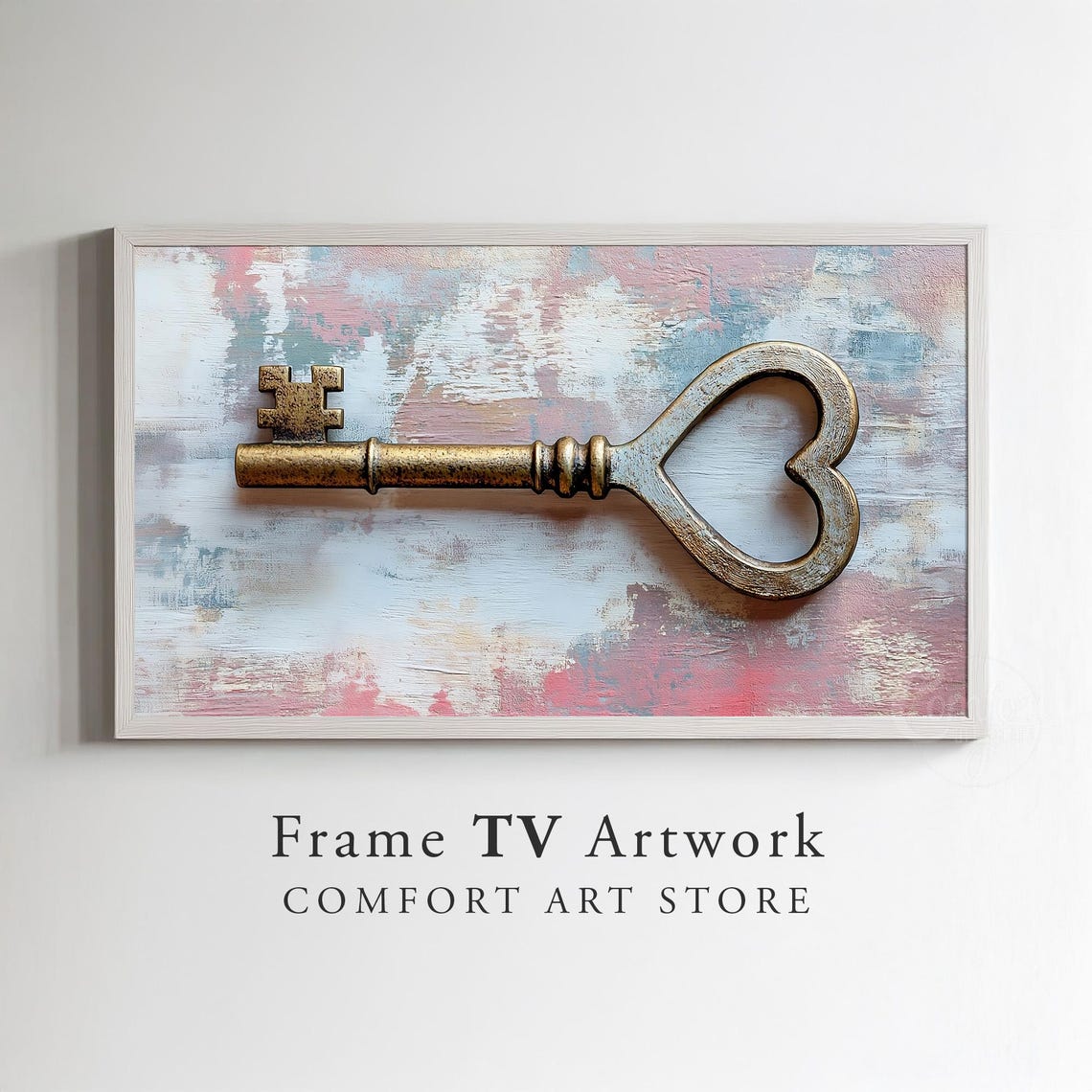 Vintage Brass Key Heart Shaped Bow Rustic Romantic Love Wall Poster - Image 3