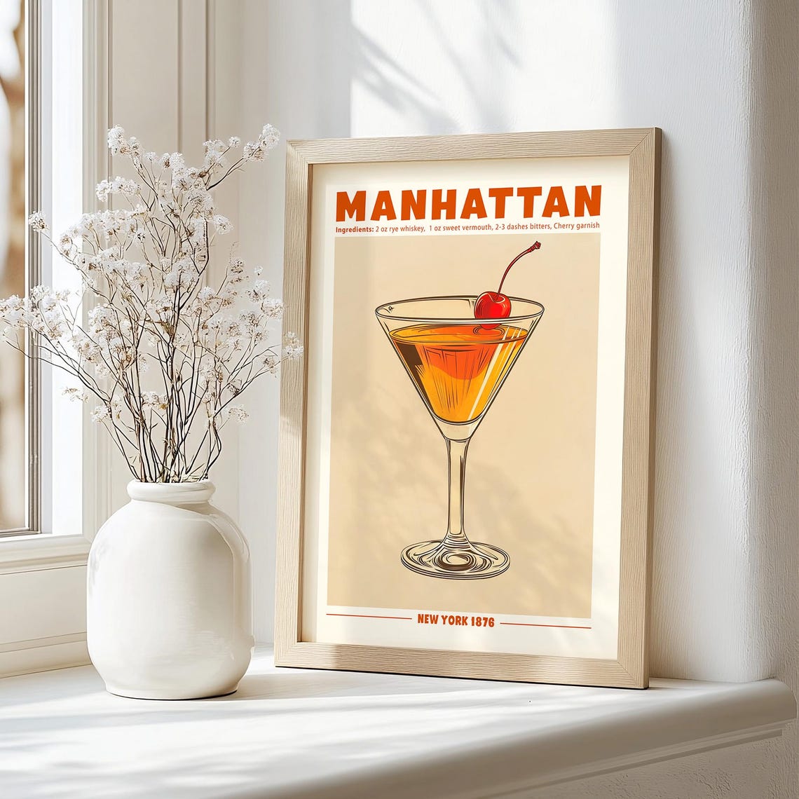 Manhattan Cocktail Recipe New York 1876 Retro Bar Decor Poster - Image 5