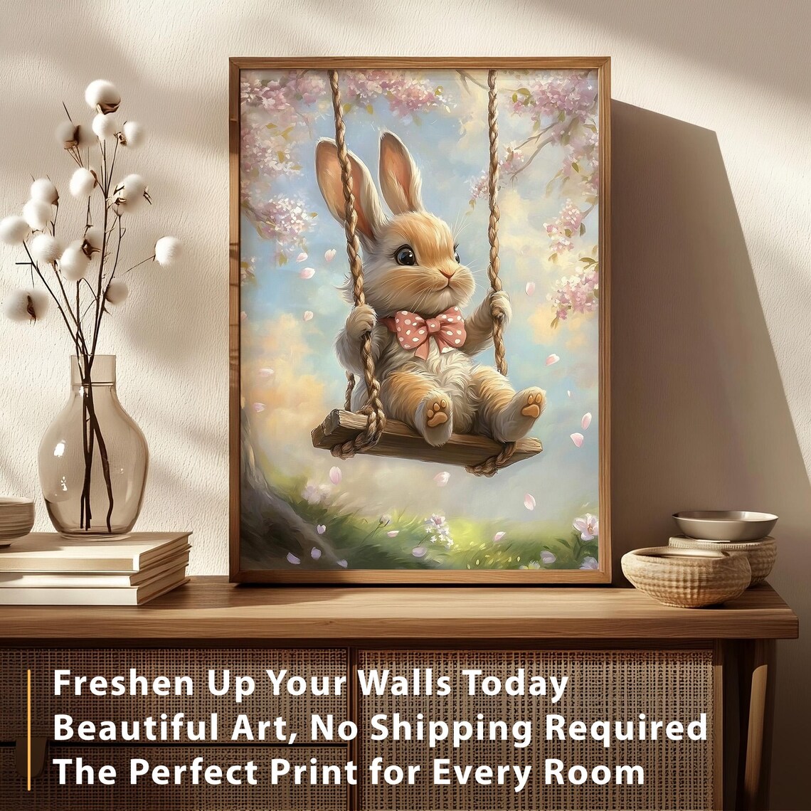 Easter Bunny Print, Vintage Spring Nursery Decor - Image 3