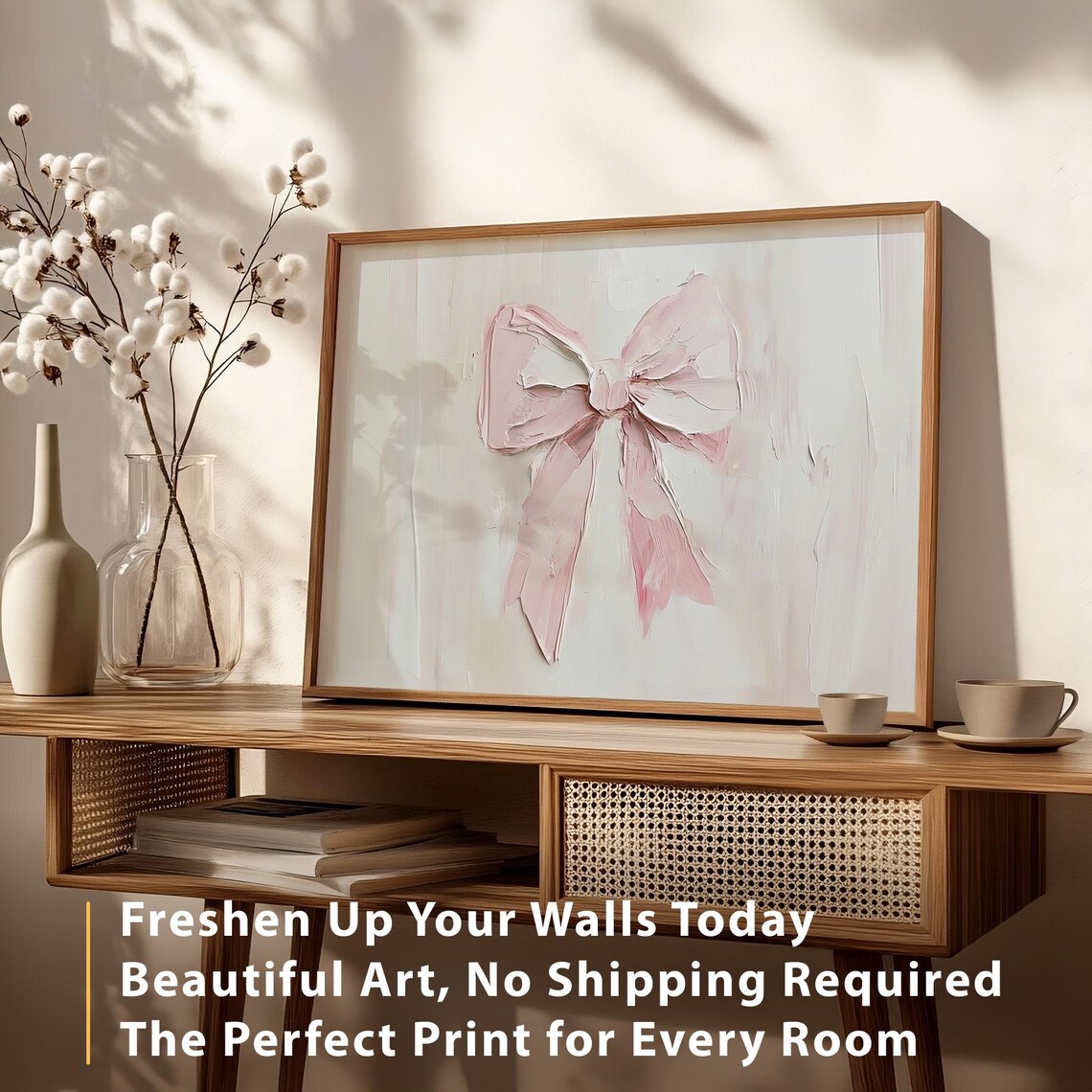 Pink Bow Print, Vintage Oil-Painting Style Art Print - Image 4