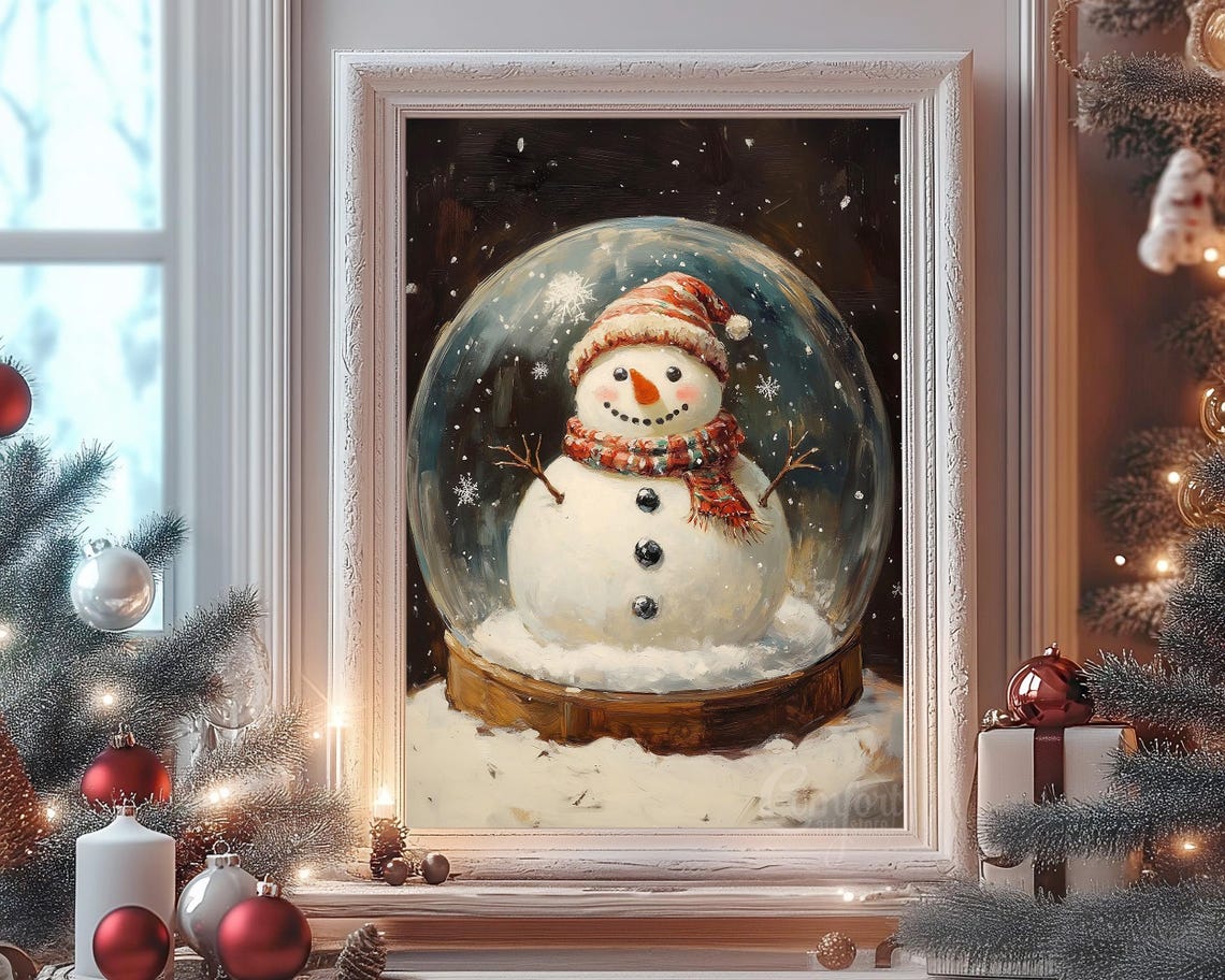 Smiling Snowman Inside Snow Globe Winter Holiday Decor Poster - Image 8