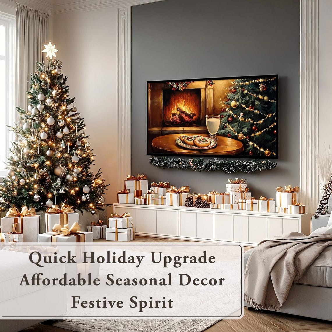 Cookies And Milk For Santa Beside A Glowing Christmas Tree Poster - Image 3