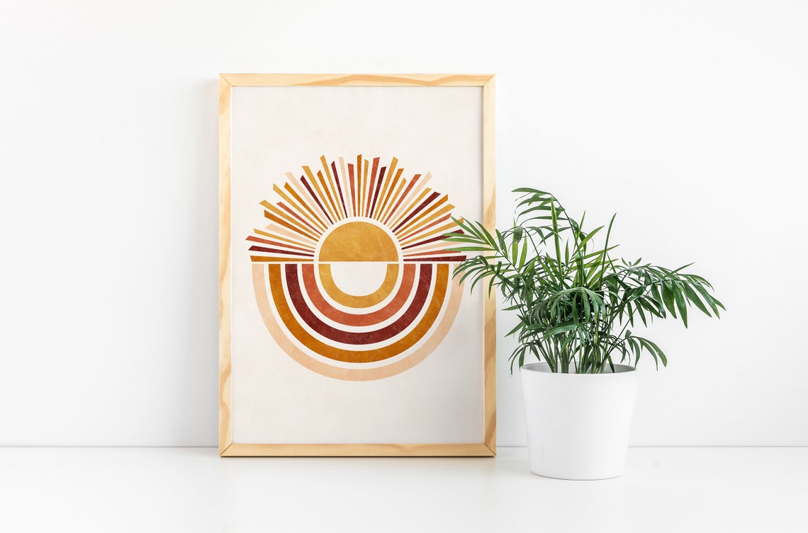 Mid Century Modern Abstract Sunburst Boho Terracotta Art Poster - Image 4