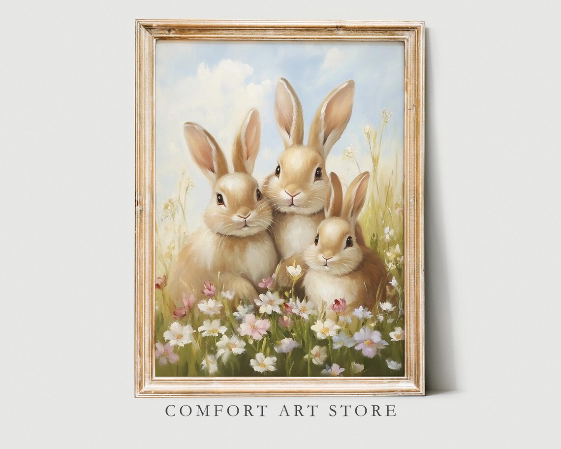 Easter Bunny Art Print, Cute Spring Nursery Decor - Image 4
