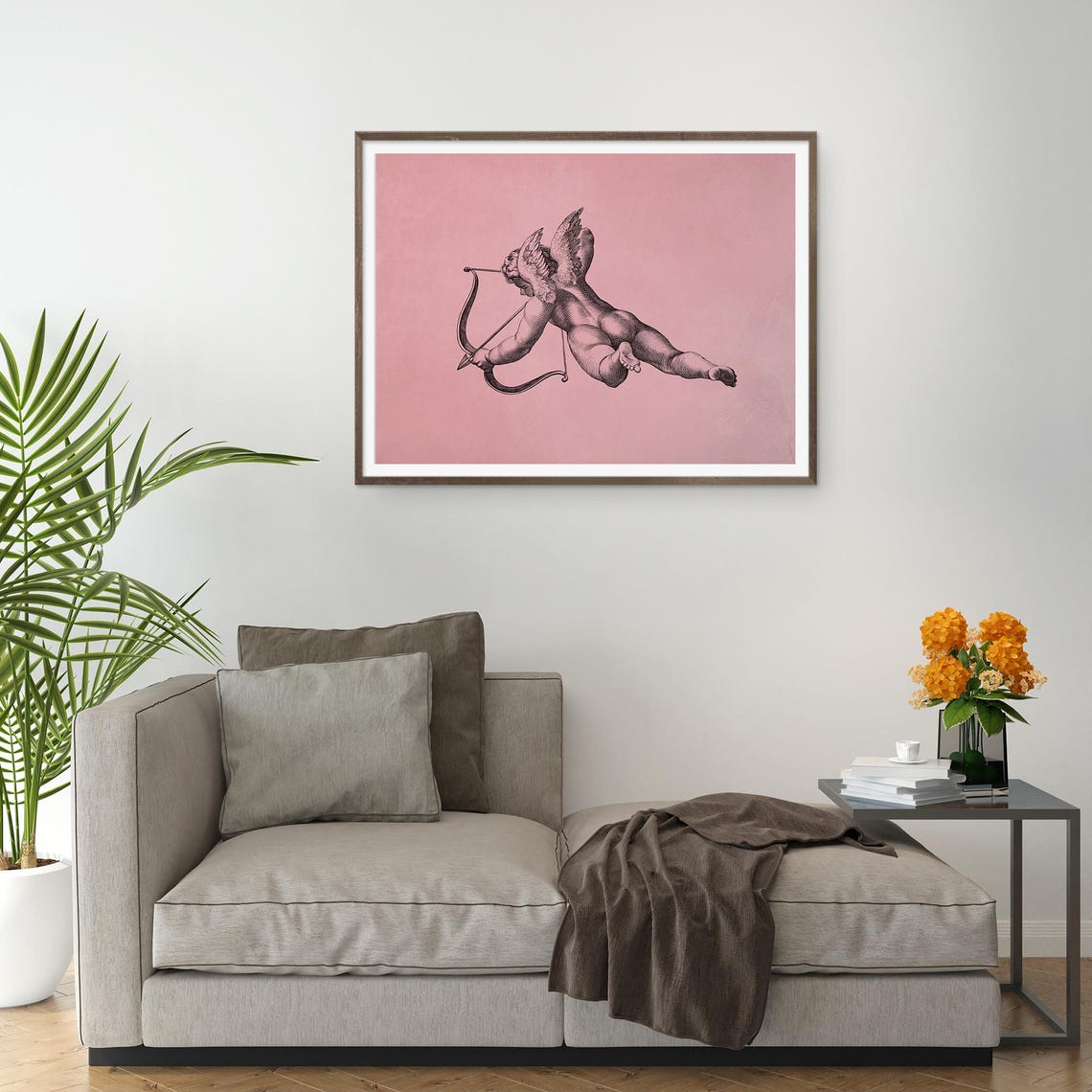Cupid Archer Engraving Vintage Print Antique Valentine Cherub Poster - Image 2