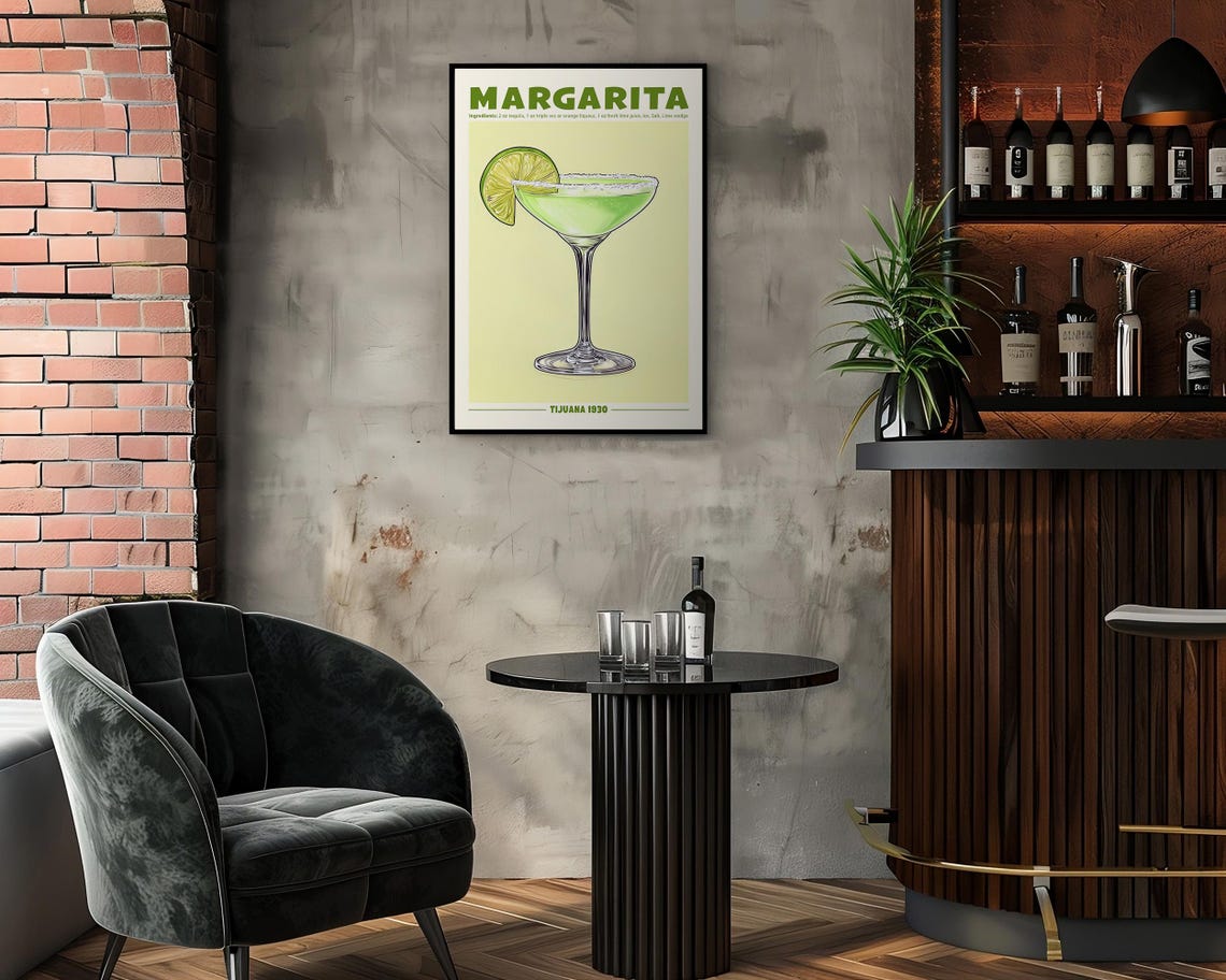 Margarita Cocktail Recipe Tijuana 1930 Retro Bar Decor Poster - Image 6