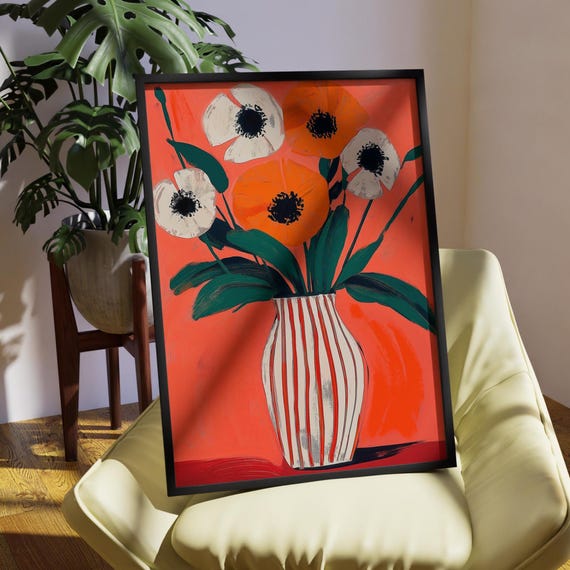 Abstract Poppy Bouquet - Modern Floral Art