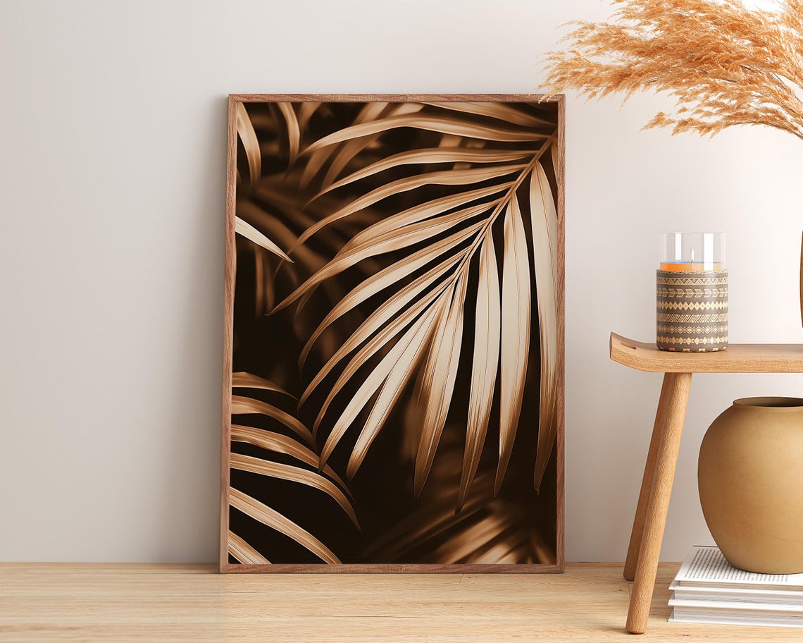 Abstract Sepia Palm Leaf, Modern Tropical Decor - Image 4