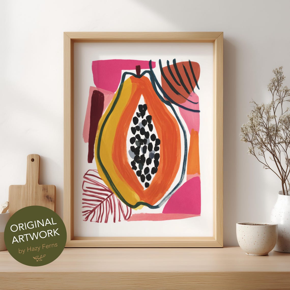 Papaya Abstract Fruit Poster Print