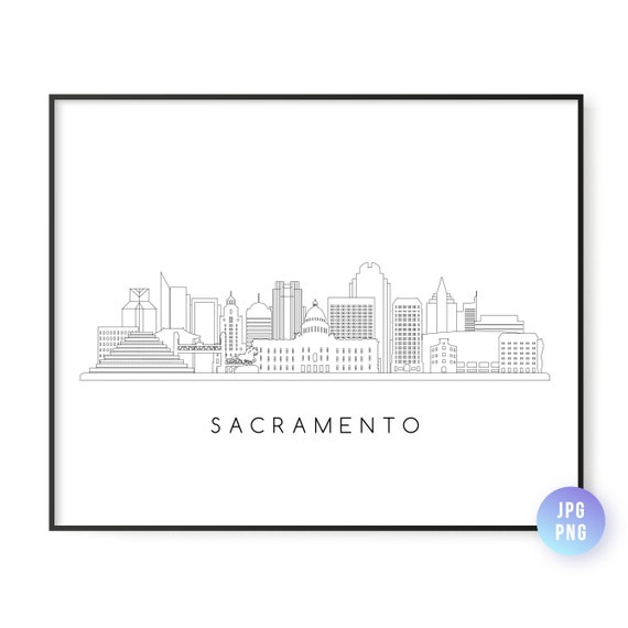 Sacramento Skyline Print City Ca Line Art Instant Downloadprintable Wall Artdigital Downloaddownloadable Artjpgpng