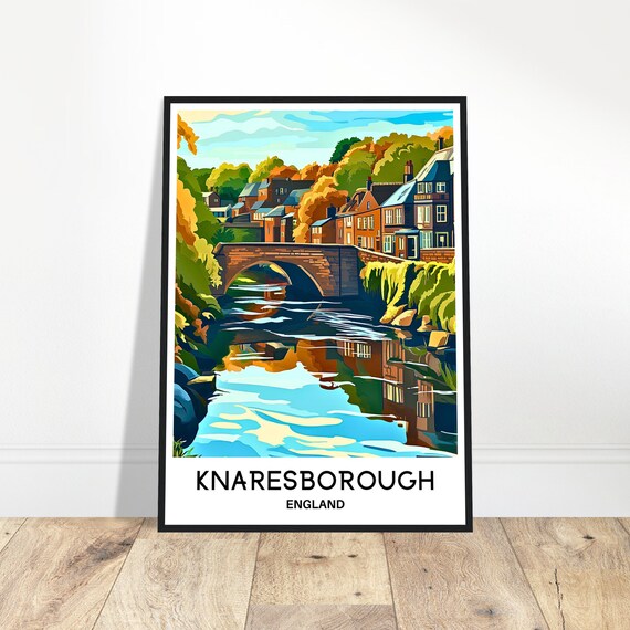 Knaresborough Travel Print Poster English Art England Lover Gift Wall Hanging Illustration Home Room Decor