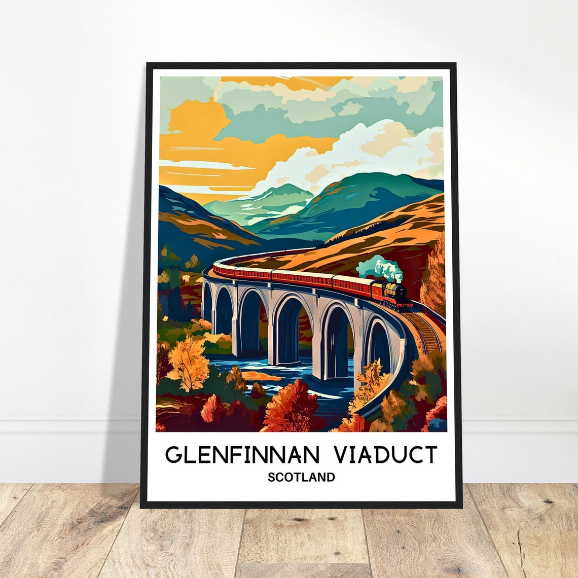 Glenfinnan Viaduct Scotland Steam Train Highlands Travel Art Print
