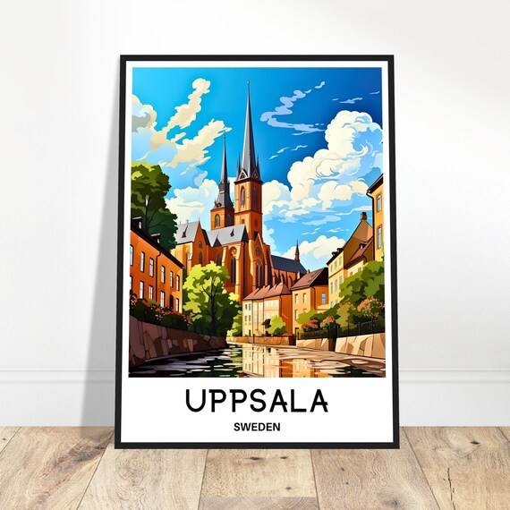 Uppsala Travel Print Poster Swedish Art Sweden Lover Gift Wall Hanging Home Office Decor Illustration