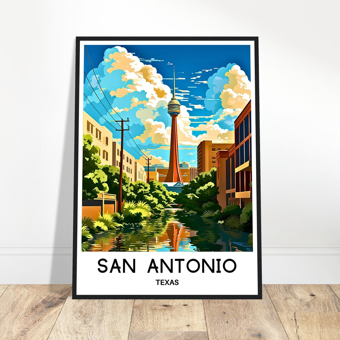 San Antonio Texas Tower of the Americas River Travel Art Print