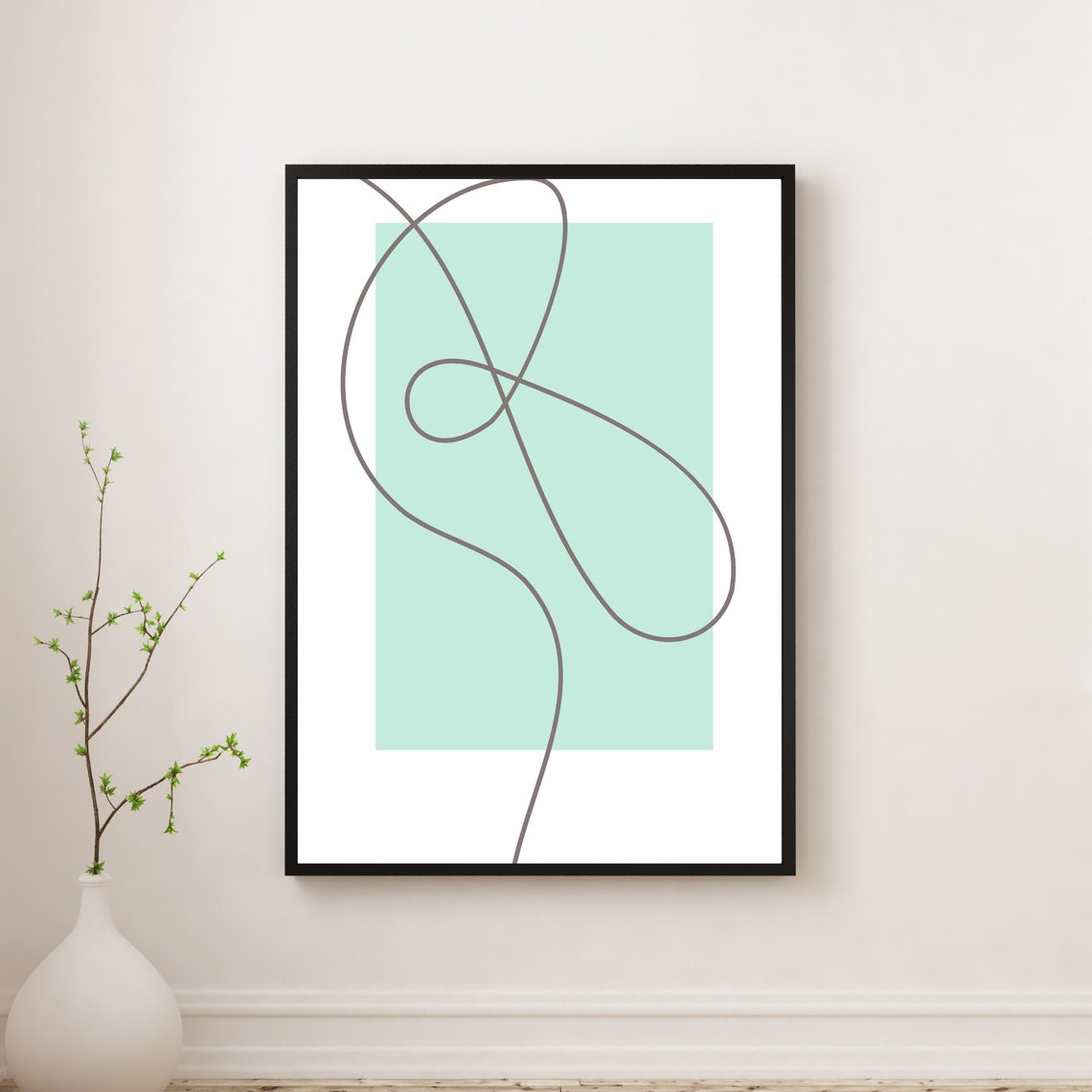 Mint Green Geometric Line Art Print Modern Abstract Minimalist Decor - Image 4