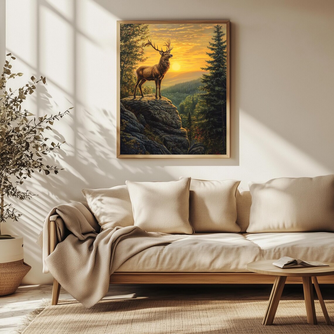 Majestic Elk Sunset Mountain Rocky Cliff Scenic Wildlife Nature Poster - Image 2