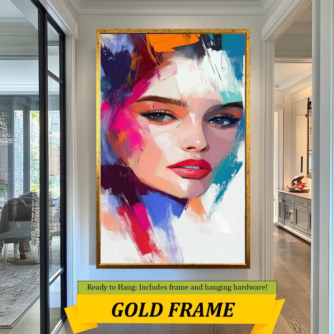 Colorful Abstract Woman Face Bold Brushstroke Modern Art Wall Poster - Image 5