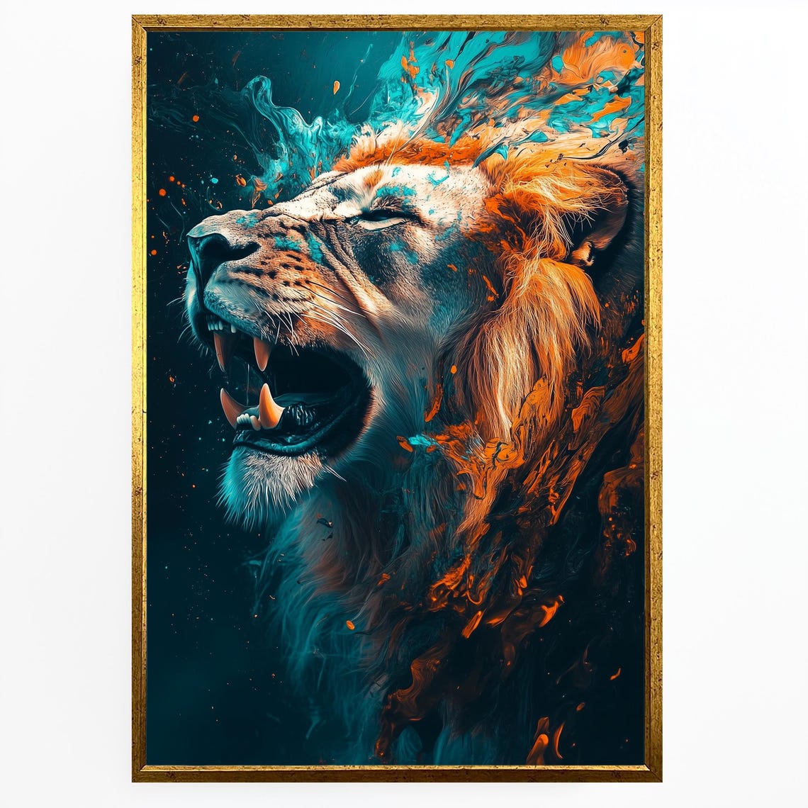 Fierce Roaring Lion Art Bold Abstract Wildlife Wall Decor Dynamic And Powerful Animal Portrait For Modern Spaces - Image 4
