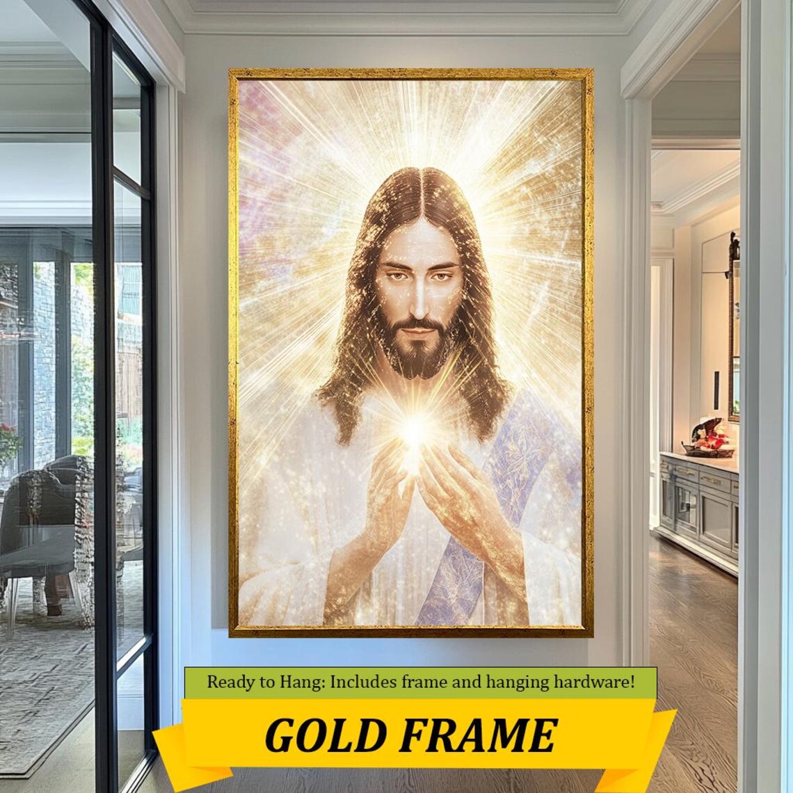 Jesus Christ Radiant Golden Halo Light Divine Portrait Wall Poster - Image 5