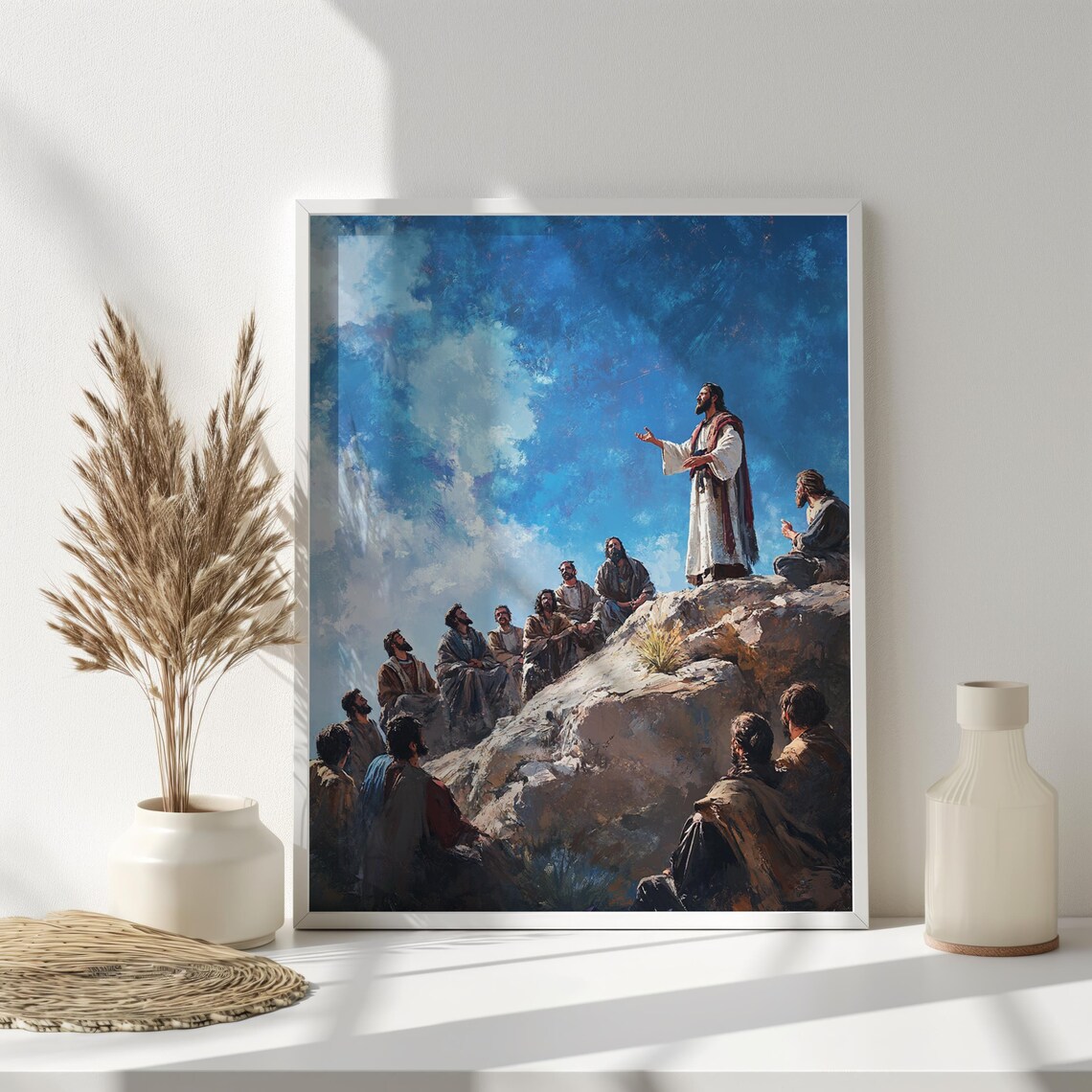 Sermon On The Mount Jesus Teaching Disciples Rocky Hill Blue Sky Poster - Image 3