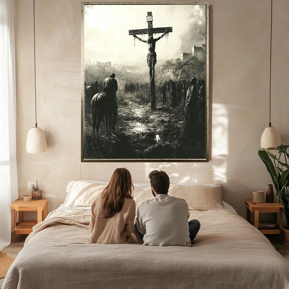 Jesus Crucifixion On Cross Sepia Tone Somber Good Friday Scene Poster - Image 2