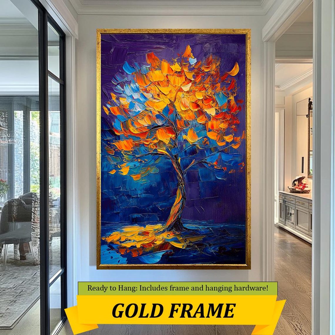 Autumn Tree Art Vibrant Abstract Nature Painting Bold Textured Fall Leaves Artwork Modern Wall Decor For Home Or Office - Image 5