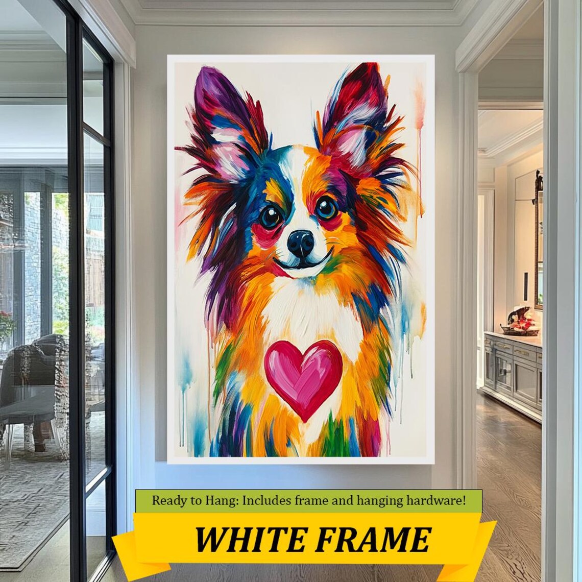 Colorful Small Dog Pink Heart Pop Art Abstract Pet Portrait Poster - Image 2