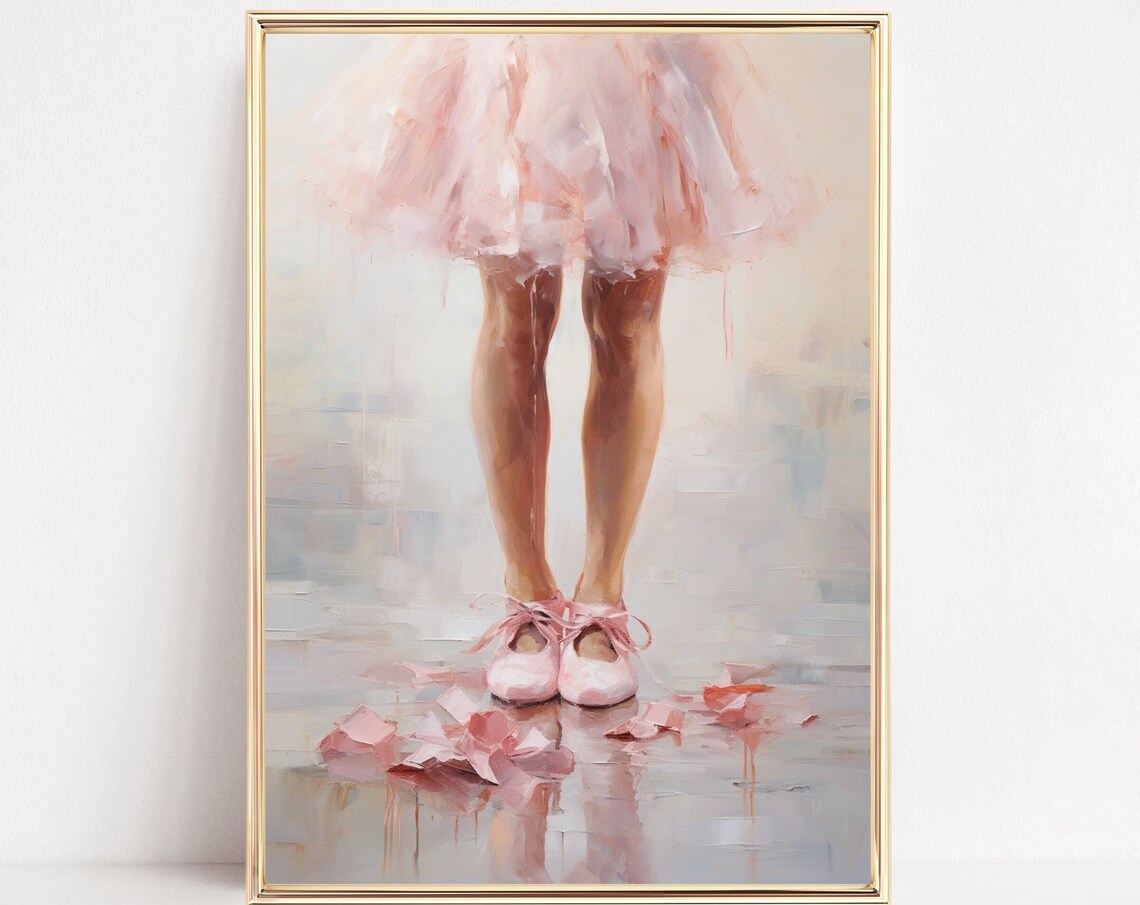 Pink Ballet Slippers Ballerina Poster Impressionist Dance Shoes Oil Art
