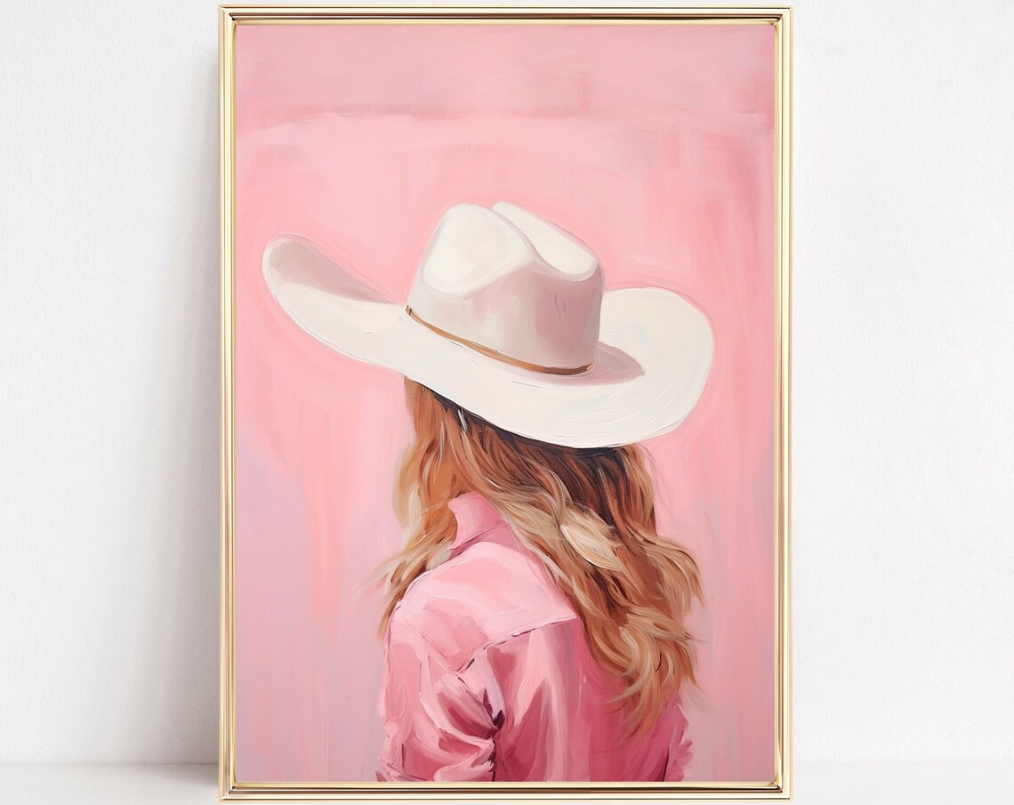 Blond Cowgirl Hat Print, Preppy Western Boho Poster