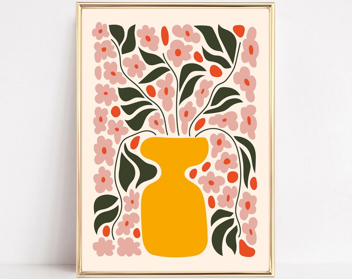 Flower Market Poster Print, Preppy Floral Vase Decor