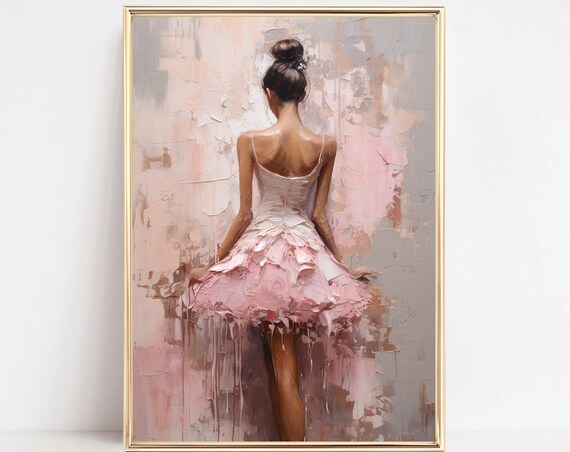 Ballerina Dancer Print Pastel Blush Watercolor Preppy Painting Poster Boho Wall Art Decor Teen Ballet Girly Room Framed Or Canvas
