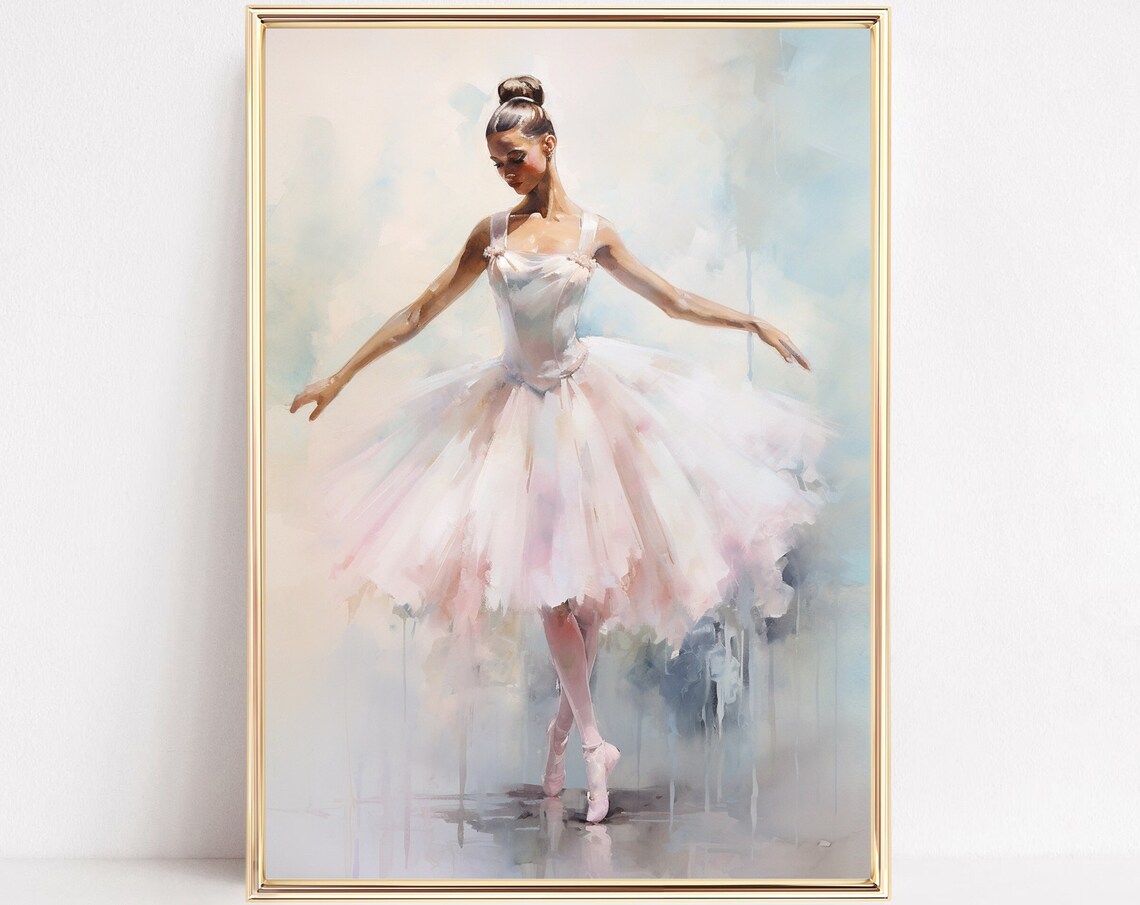 Pink Ballerina Watercolor Ballet Dancer Preppy Pastel Art Poster