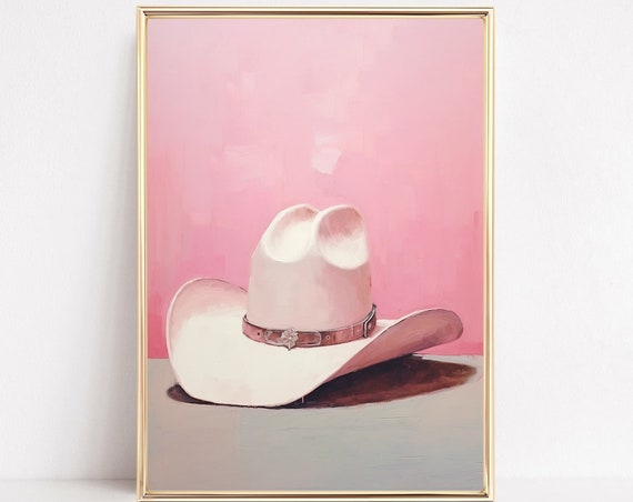 Pastel Cowboy Hat Print, Western Cowgirl Decor