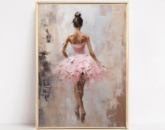 Ballerina Dancer Watercolor Art Print, Boho Preppy Decor