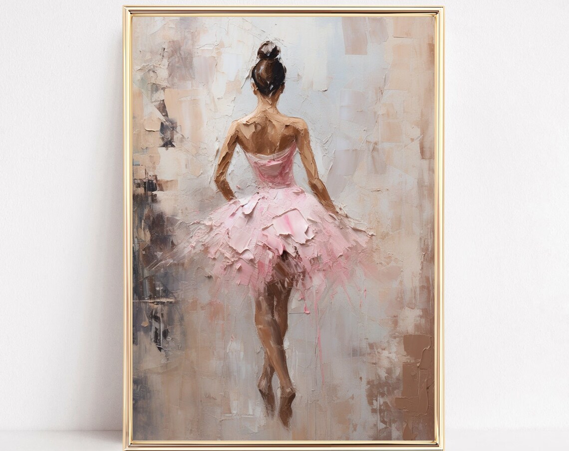Ballerina Dancer Watercolor Art Print, Boho Preppy Decor