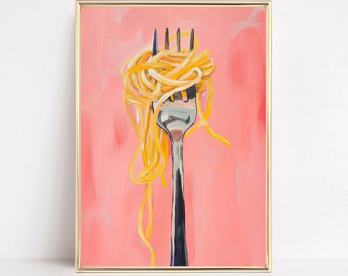 Pasta Print, Pastel Boho Kitchen Wall Art