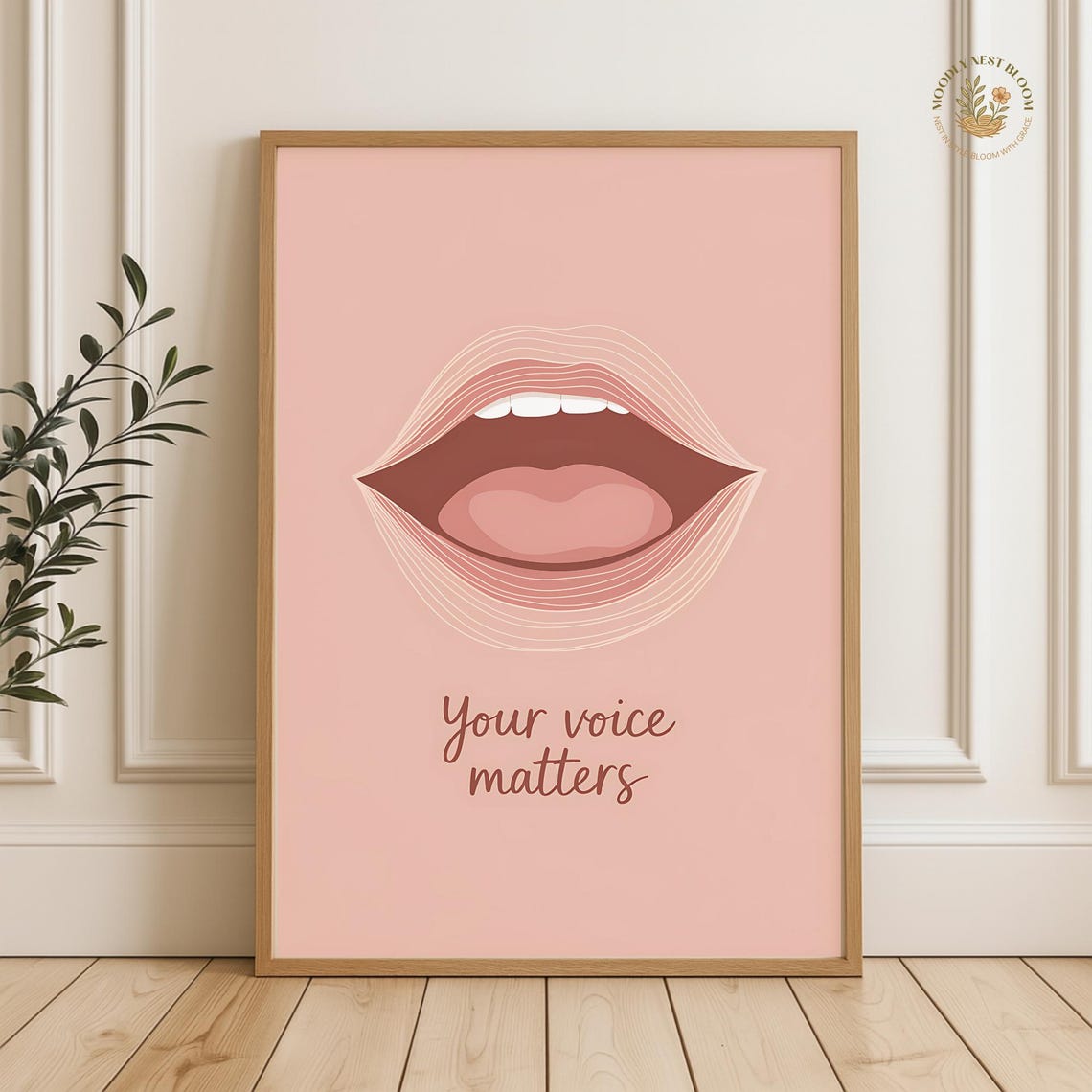 Your Voice Matters Bold Pink Lips Minimalist Empowerment Poster