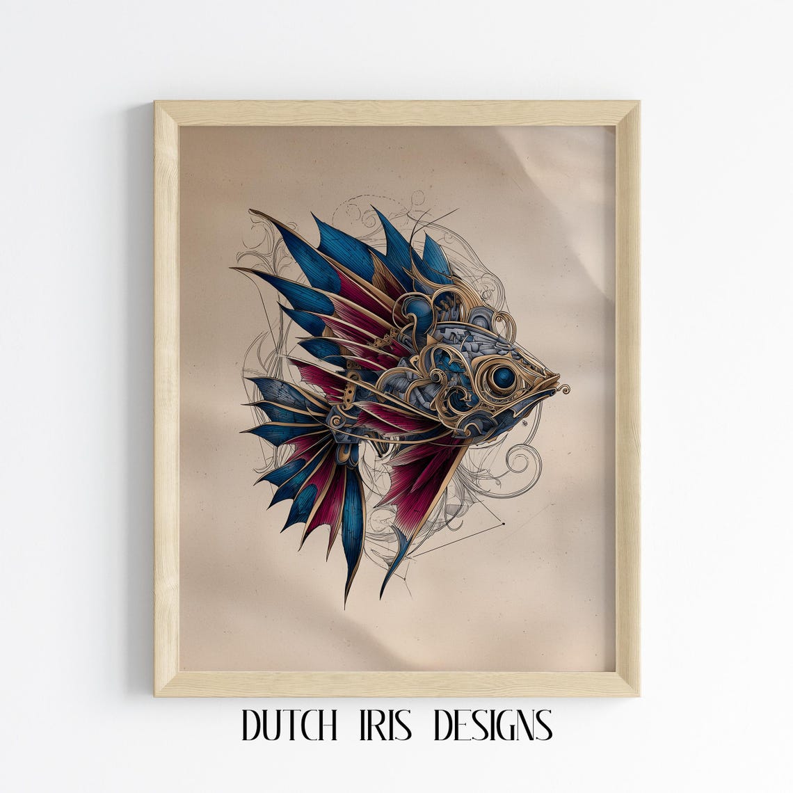 Steampunk Mechanical Fish With Jewel Fins Cosmic Nautical Poster