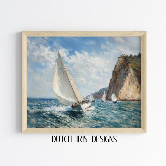 Impressionist Sailing Boat Coastal Breeze Ocean Painting Poster