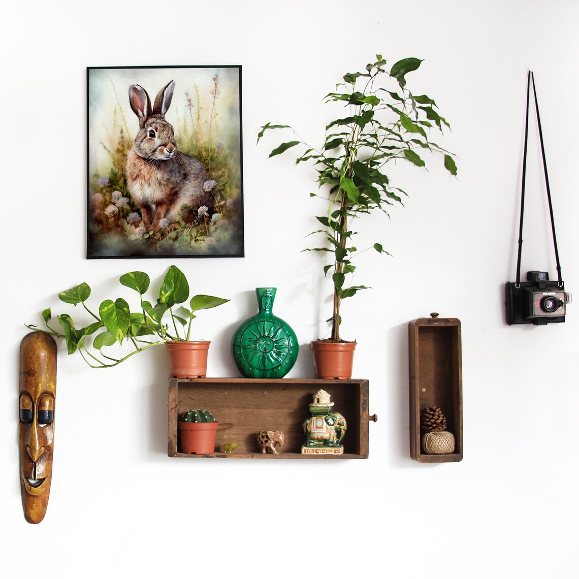Brown Hare Among Wildflowers Watercolor Woodland Animal Poster - Image 4