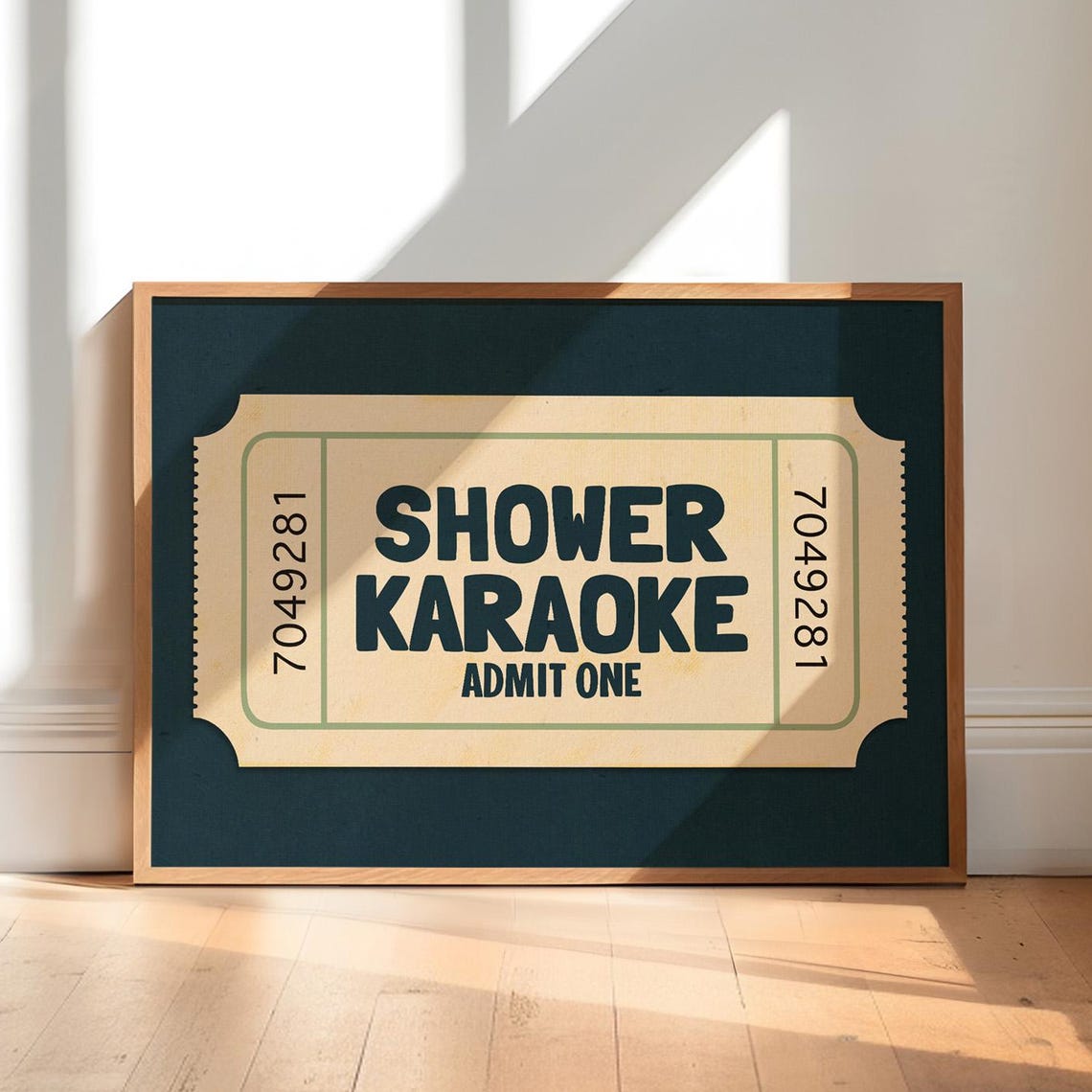 Shower Karaoke Ticket Print, Vintage Bathroom Poster